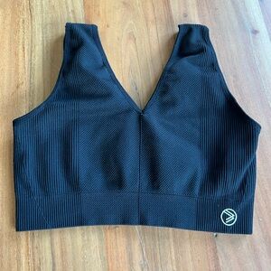 Black V-Neck Ribbed Sports Bra “Ashtanga”
